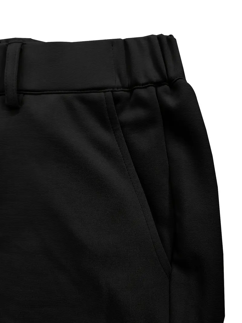 Product Introduction of Men's Slim-Fit Stretch Dress Pants - Navy Blue, Zipper Closure, Straight Leg Design, Polyester Blend, Comfortable & Stylish for Business or Casual Wear, Allseason Trousers | Slimfit Pants | Smooth Texture Pants Menswear Suit 8