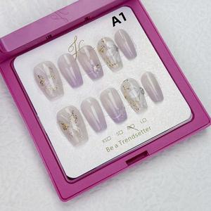 Butterfly flower gradient wearable nail short style, elegant and whitening nail nail piece, wearable high-end feel, dazzling false nail press  nails