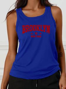 Women's Letter Print Racerback Sports Tank Top, Casual  Comfortable  Breathable  Sleeveless Sports Top for Yoga Gym Workout, Ladies Sportswear for All Seasons