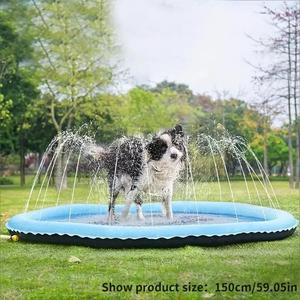Outdoor Water Sprinkler for Dogs, Portable Non-slip Pet Play Bathing Sprinkler, Outdoor Pet Shower Pad for Daily Use, Outdoor Water Soaker, Inflatable Water Sprinkler