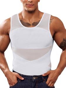 Men's Solid Color Double Layer Compression Shapewear Tank Top, High Stretch Breathable Tummy Control Shaper, Men's Shapewear for All Seasons Halloween menwardrobe mensworkout comfyessentials dailydrip menfashion menswear tiktokshopbacktoschool