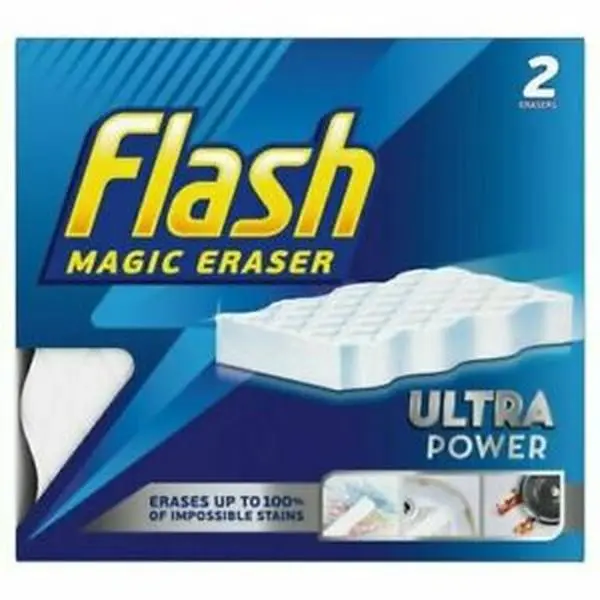 FLASH MAGIC ERASER ULTRA POWER PACK OF 2 REUSABLE ERASES STAINS SCUFFS KITCHEN