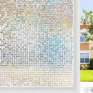 Mosaic Pattern Window Film, 1 Roll Removable Static Cling Decorative Window Vinyl, Stained Glass Non-adhesive Uv Blocking Window Tint for Home Office