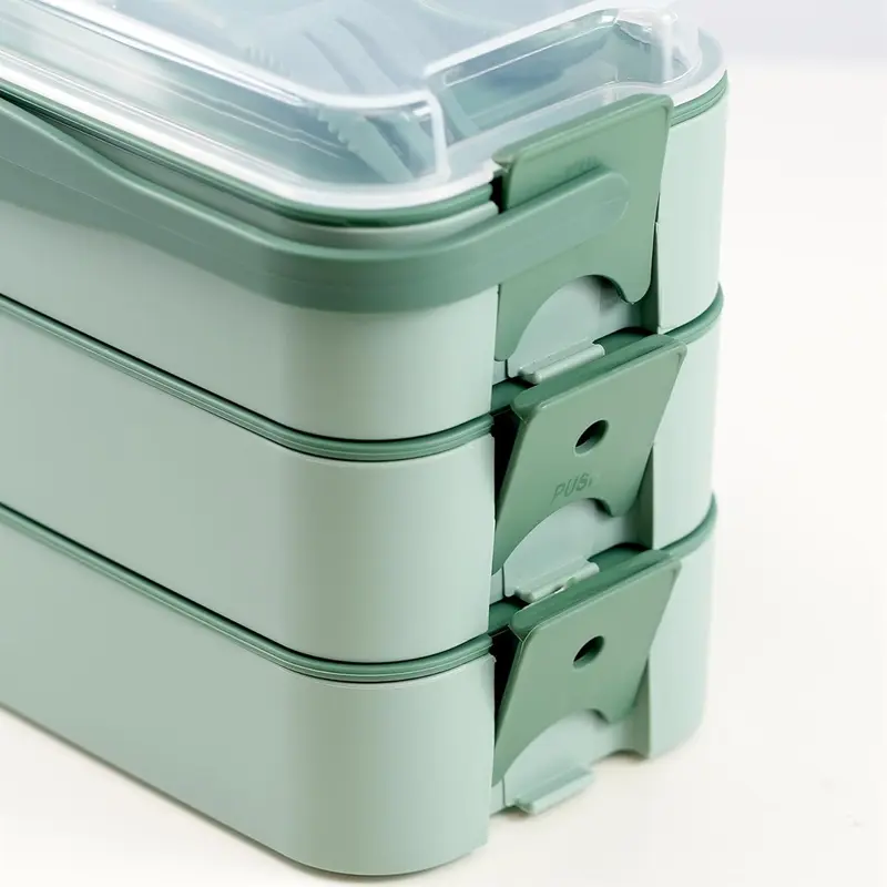 3 Layer BPA Free Lunch Box with Compartments Spoon Fork Bento 3