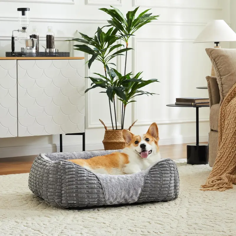 Large Dog Bed Rectangle 76x61x23cm, Calming Dog Bed with Opening&Fluff Outward Design, Dog Beds Clearance has Machine Washable Fabric, Provides Clean Rest Space for Golden Retriever 8