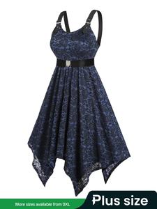 【Plus Size】 Floral Lace Tank Dress, Casual Sleeveless Dress for Daily Wear, Women's Plus Clothing for All Seasons