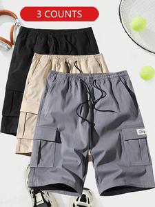 Men's Solid Pocket Cargo Shorts, Regular Fit Casual Breathable Comfortable Shorts for Summer, Men's Bottoms for Daily Wear