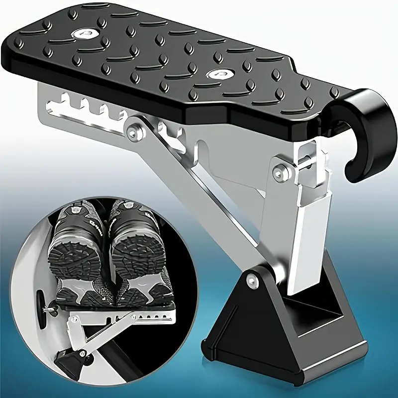 Aluminum Alloy Fit Car Door Step Ladder - Textured Pedal, Adjustable Hooks for SUVs, Trucks, Cars | Durable Car Roof Helper 1