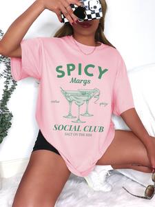 Women's Letter Print Drop Shoulder Tee, Vintage Trendy Casual Short Sleeve T-shirt for Daily Wear, Ladies Spring & Fall Tops