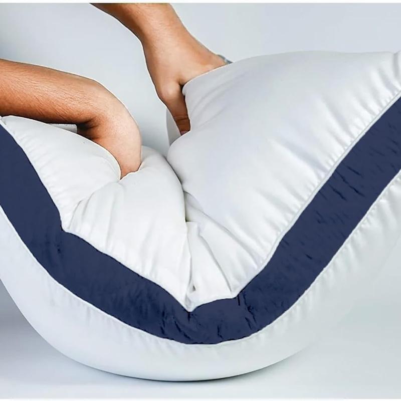 Pack of 2 Premium Egyptian Cotton Box Pillows Hotel Quality Pillow for Back Stomach Side Sleepers Down Alternative Filing Bed Pillow Hypoallergenic Breathable Washable Cover 2