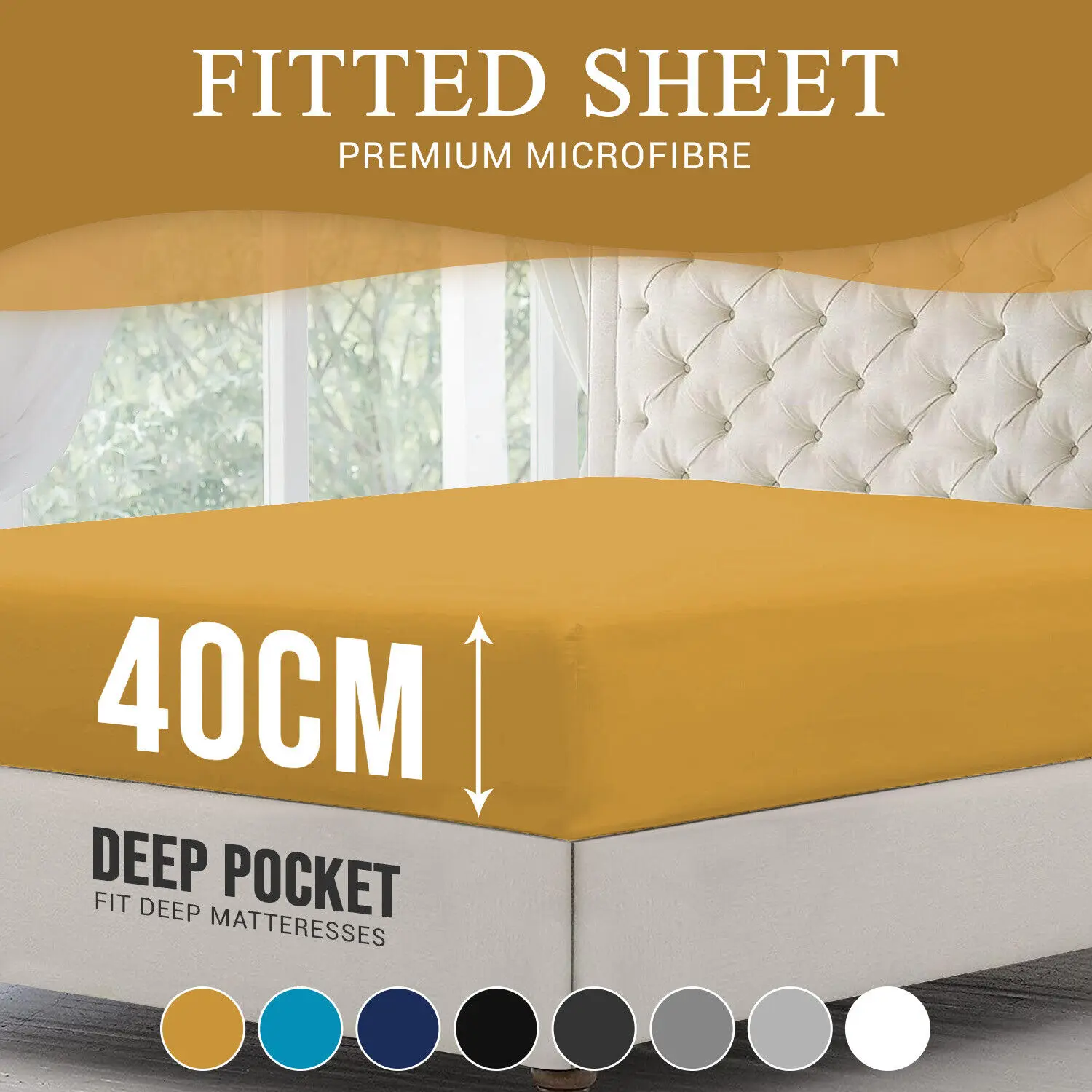 200 Thread Count 100% Egyptian Cotton Fitted Sheet - 16"/40cm Extra Deep Fitted Bed Sheet - Luxury Ultra Soft Bottom Sheet - Deep Pocket Stretches Up to 16"