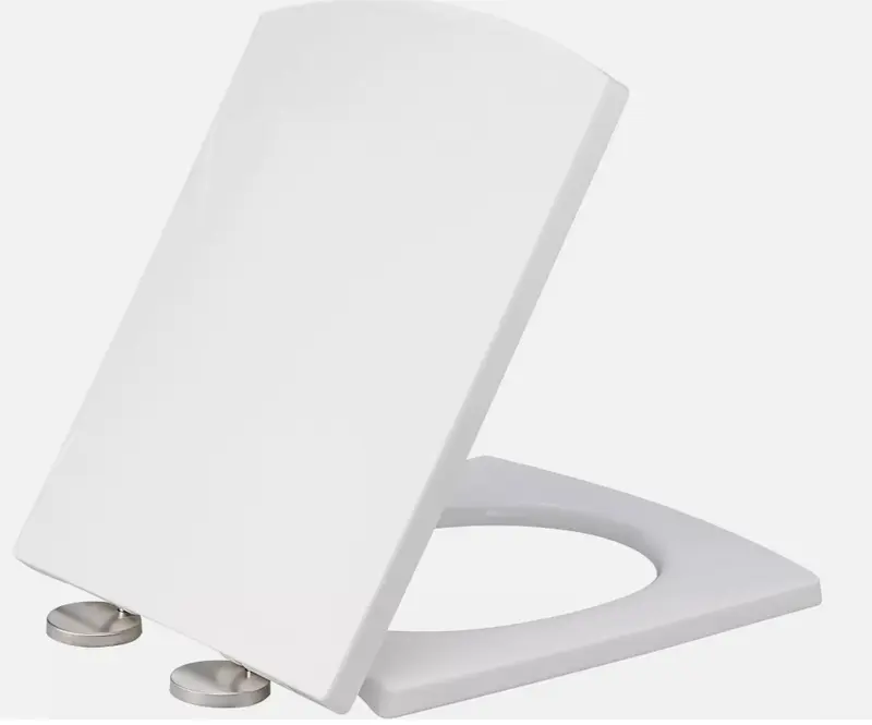 Luxury Square Toilet Seat Heavy Duty White Soft Close Top Quick Release Hinges 2