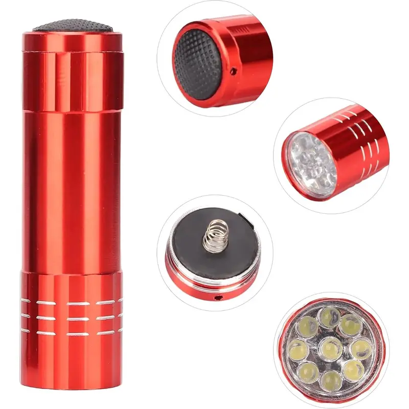 Trimming Shop UV Torch, Ultraviolet Flashlight, Black Light Detector for Pet Urine, Stain, Bed Bug on Carpet, Fake Banknote, Hotel & Bathroom Stains Detection, Red, 3 x AAA Batteries (Not Included) 1