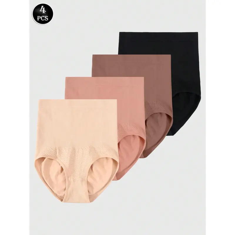 4pcs Color High Waisted Tummy Control Butt Lifter Women's Underwear, comfortable, breathable, and pleasant to wear every day. 0