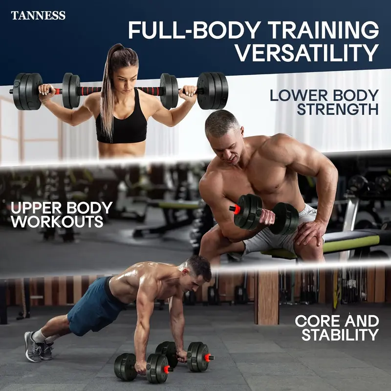 Dumbbells Set - 2 in 1 Adjustable Dumbbells - Dumbbell Sets for Men and Women - Barbell Weights Set with Connecting Rod - Dumbbell Pair - Gym Equipment - Exercise Equipment for Home Use adjustable  dumbbells swing  weights lifting  straps weights dumbbell 4
