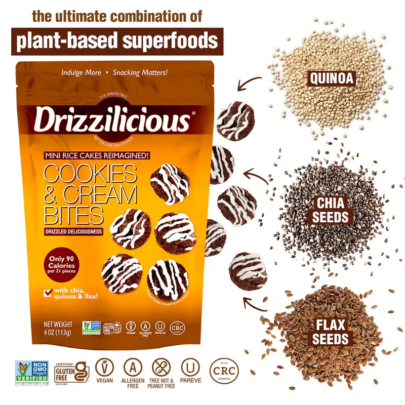 Drizzilicious Cookies & Cream 113g Mini Rice Cake Low Calories Snack Chocolate 3