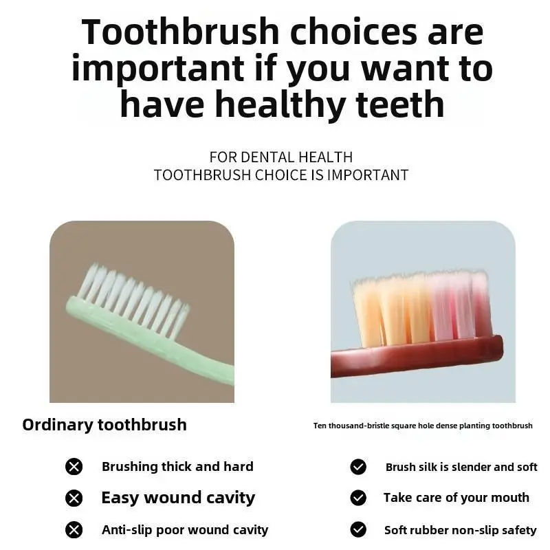 【 Luxury Gift 2】5 pairs of Sam's same toothbrush Soft bristle Internet red high-end toothbrush Soft bristle adult Student home high density square hole wide head toothbrush Oral Comfort 2