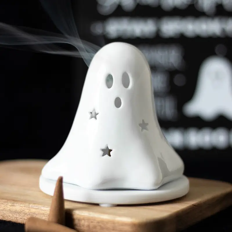 Gothic Gifts Ghost Tealight and Incense Cone Holder Ceramic Decor 1