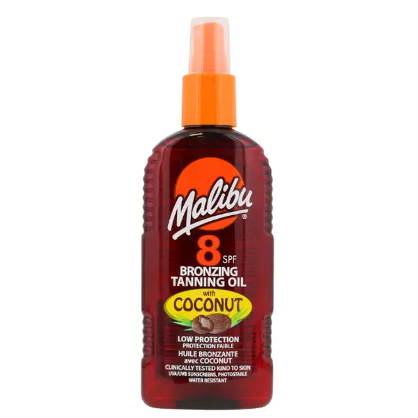 SPF 8 Coconut Scented Tanning Oil, Water Resistant, 200ml - Body Care Moisturizer
