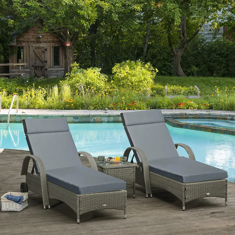 Sun Lounger Cushions with Ties 196x55cm Grey 1