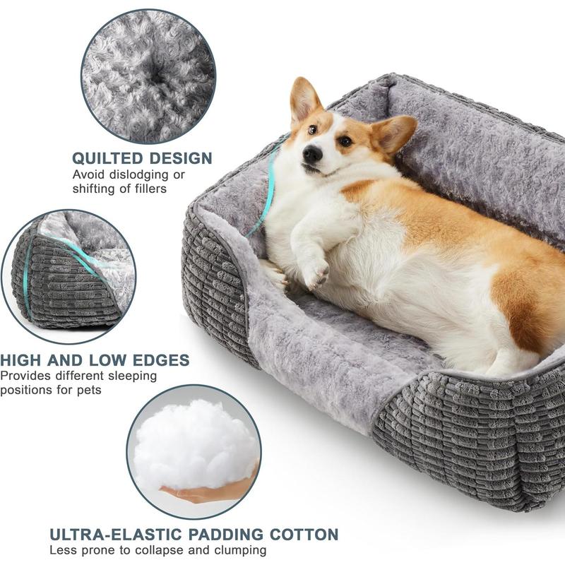 Large Dog Bed Rectangle 76x61x23cm, Calming Dog Bed with Opening&Fluff Outward Design, Dog Beds Clearance has Machine Washable Fabric, Provides Clean Rest Space for Golden Retriever 1