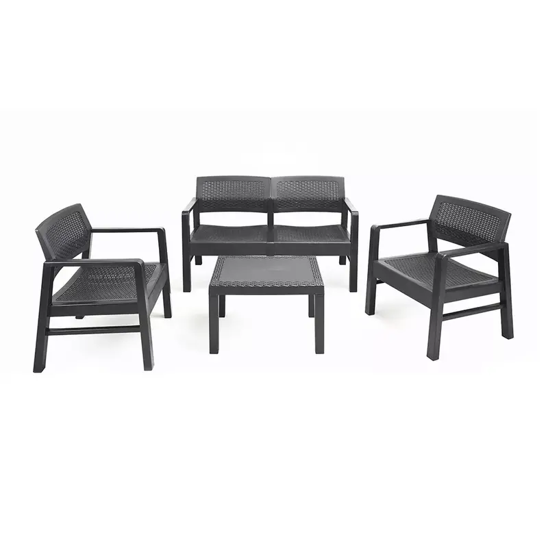 Rattan Effect Garden Furniture Sofa Arm Chair without Cushions & Side Table 2