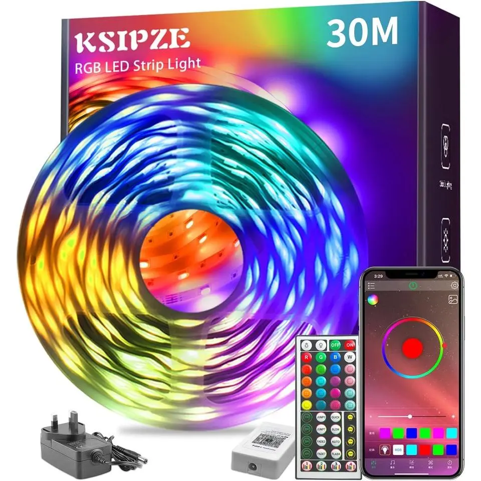30M Led Strip Lights RGB Music Sync Color Changing, Led Lights with Smart App Control Remote, Led Lights for Bedroom Lighting Flexible Home Decoration