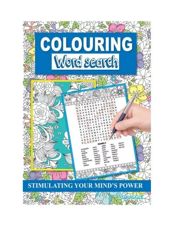 Pack of 2 A4 Colouring & WordSearch Puzzle Books for Adults / Older Children Mind Relaxing 2