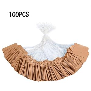 Jewelry Tag with Rope, 100pcs Kraft Paper Jewelry Price Tag, Product Labels, Gardening Tag, Office Stationery & Supplies