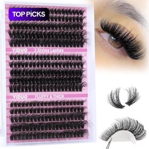 300pcs Fluffy Thick Cluster Synthetic Eyelash Extensions 10-18mm, Lash Cluster Eyelashes, Mixed Length Individual DIY Lash Clusters for At-Home Use, Professional Curl Cluster Lashes for Women Eyelash Extensions Set
