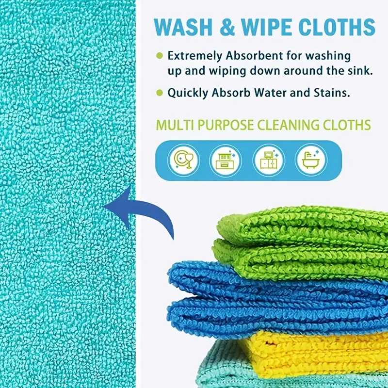 1Above 10pcs Microfiber Cleaning Cloth, Cleaning Towels for Housekeeping, Reusable And Lint Free Cloth Towels, Home Kitchen Supplies, Random Colour. 8