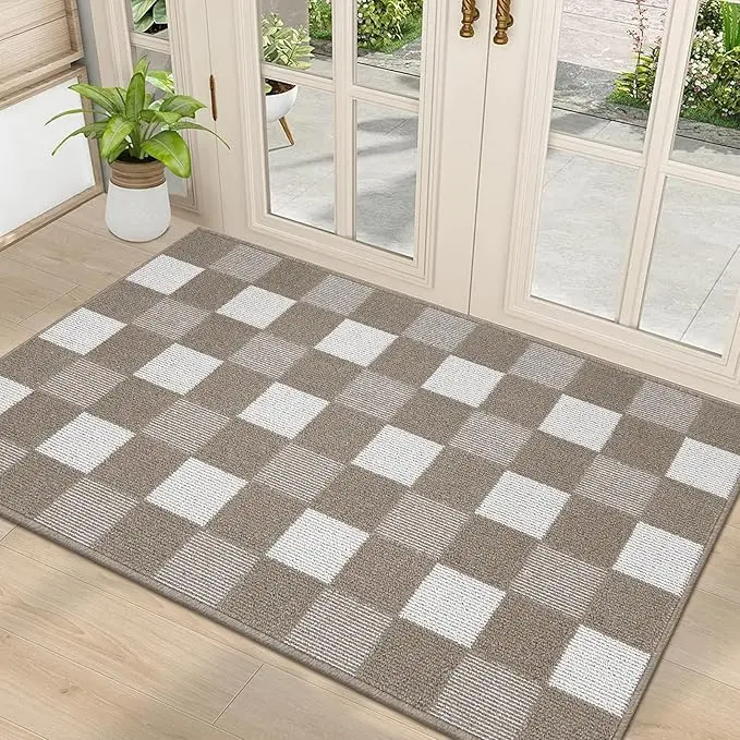 HEBE Indoor Door Mat 36"x59", Absorbent Dirt Resist Washable Front Door Mat Indoor Rugs for Entryway, Non Slip Inside Floor Mats, Low Profile Door Mats Entrance Mat, Coffee 0