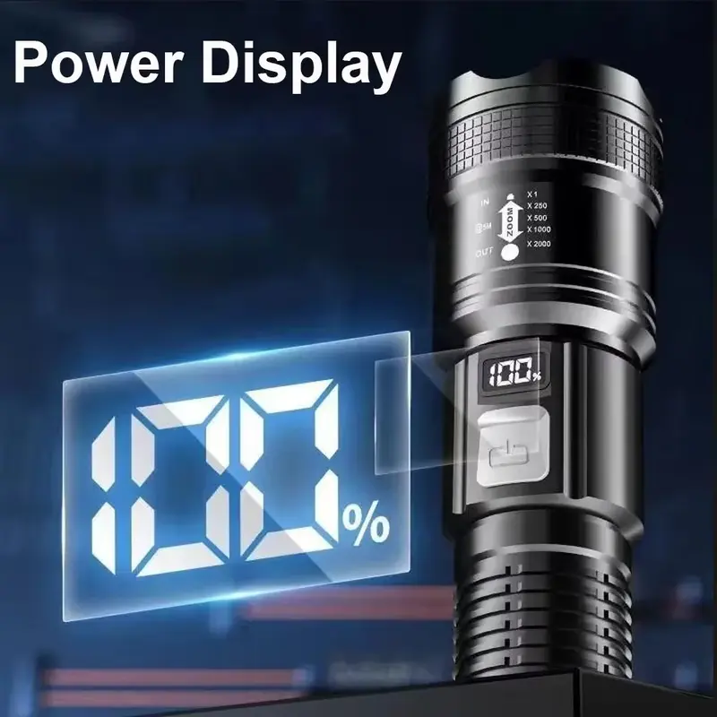 1600000LM Super Bright Flashlight USB Rechargeable LED Long Range Tactical Torch Outdoor Waterproof Camping Fishing Lantern 3 Modes Long Shot 2000M 3