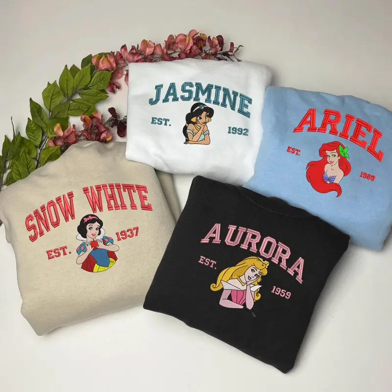 Embroidered P.r.i.n.c.e.s.s Character Sweatshirt, Cozy Sweatshirt, Unique Apparel,Cute Fashion, Gift For Her ESH4390-4399 3