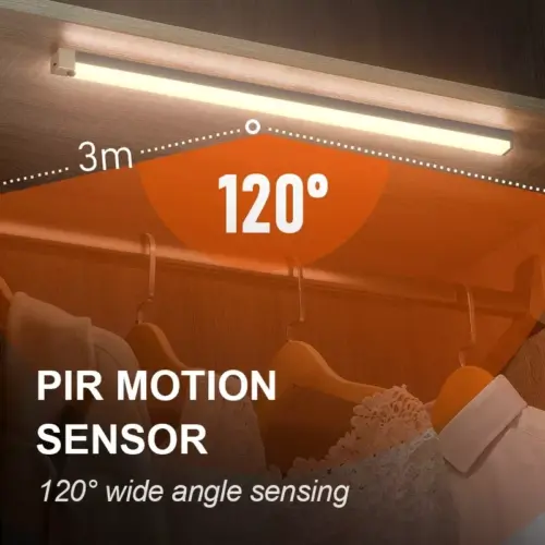 Strip Light LED PIR Motion Sensor USB Rechargeable Magnetic Cabinet Closet Lamp 7