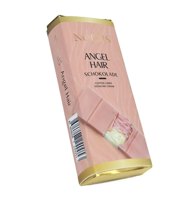 Viral Angel Hair 75g (Small Bar) - Ruby & White Chocolate with Cotton Candy & (touch of) Pistachio Cream - Dubai Style Chocolate Bar Snack & Dessert