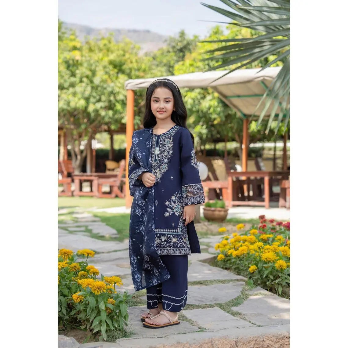 Motif Kids Cotton Embroidered Suit