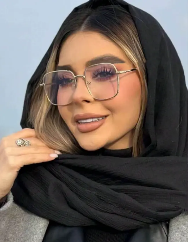 1pc Full Metal Bling Clear Eyeglasses for Women – Shiny Powder Frame Blue Light Blocking Fashion Glasses for Daily Wear