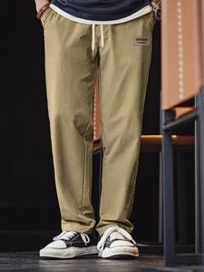 Men's Letter Print Drawstring Waist Cargo Pants, Casual Loose Pants for Summer, Woven Bottoms for Men, Pocket