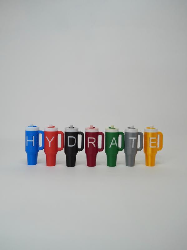Mini 3D Printed Tumbler Cup – Keychain accesory - Custom Letter Personalisation | Cute Desk Decor Gift - 3D printed 0