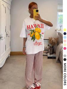 Women's Fruit Print Round Neck Tee, Fashion Casual Crew Neck T-shirt for Daily Holiday Vacation Outdoor Wear, Ladies Clothes for All Seasons