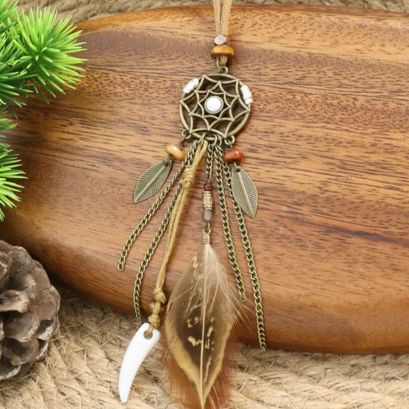 Fashion zinc alloy feather pendant necklace for women for daily, party, festival decoration 0