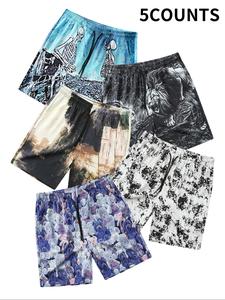 Men's Lion & City Print Boxer Brief, Casual Comfy Breathable Short-leg Shorts for Summer, Men's Sleepwear & Loungewear for Daily Wear