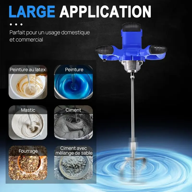2800W Concrete Mixer Machine Paddle Mixer 1700 U/min Electric Power Plaster Mixer Adjustable 6 Speed Stirrer Electric Mix Stirring Tool M14 Mixing Rod Heavy Duty Electric Paddle Plaster Plastering Mortar Paint Mixer Mixing Machine with 2M Power Cable 6