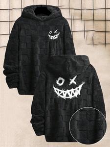 Men's Thermal Lined Graphic Drop Shoulder Hoodie, Fashion Casual Regular Fit Hooded Sweatshirt for Daily Holiday Outdoor Wear, Men Clothes for Fall & Winter