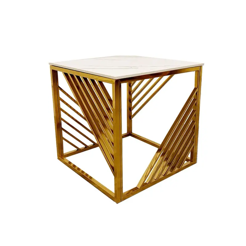 Luxury gold lamp/side tables with sintered stone top Azure, Geo, Zion