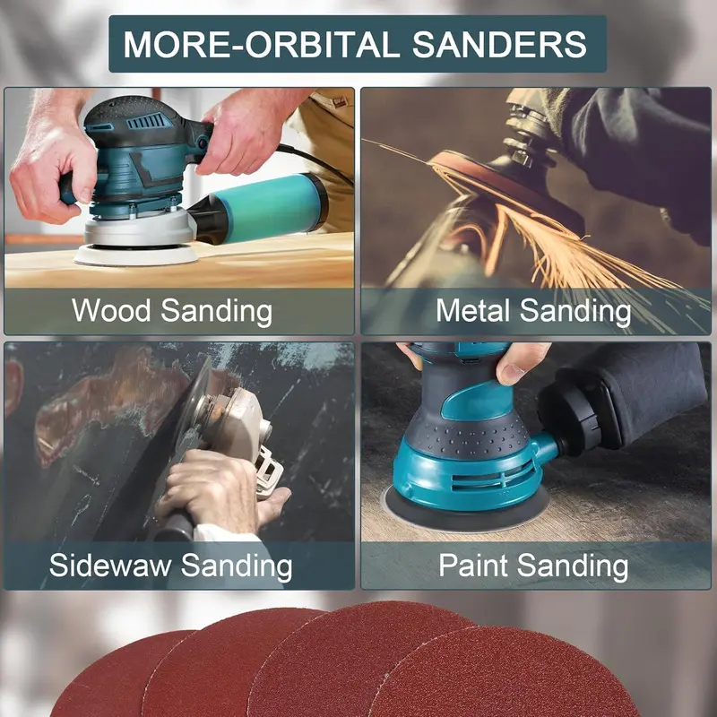 66-piece sanding disc set with hook and loop 125mm attachment, drill grinder backing pad Strong toughness, not easy to break, strong back adsorption Reverse adsorption, easy installation, removable, durable Excellent polishing effect 1