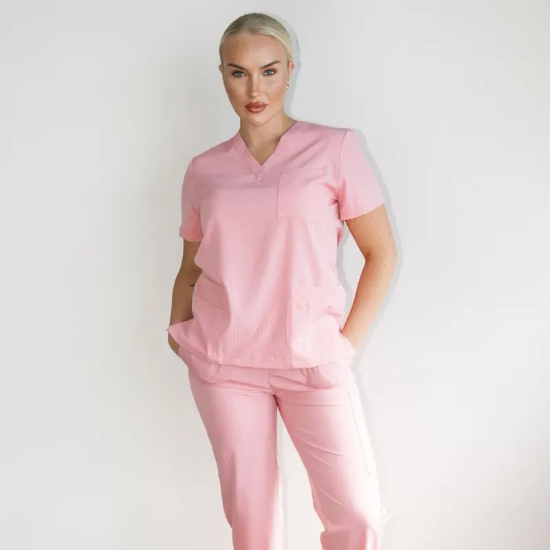 Cuff leg scrubs salon uniform.  Womenswear Comfort