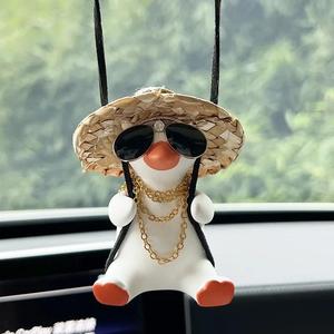 Cute Swinging Duck Design Car Ornament, Car Rearview Mirror Hanging Decoration, Car Interior Decoration Accessories for Women & Girls