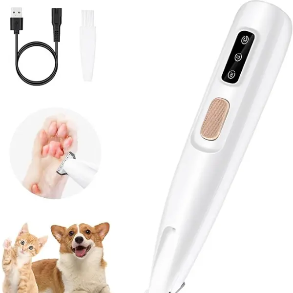Mcbazel Pet Paws Trimmer with LED Light, Rechargeable Dog/Cat Hair Shaver Grooming Clipper,Waterproof Pet Razor for Eyes, Face, Ears，Small Areas